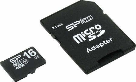 Флеш карта microSDHC 16GB Silicon Power SP016GBSTH010V10SP + adapter