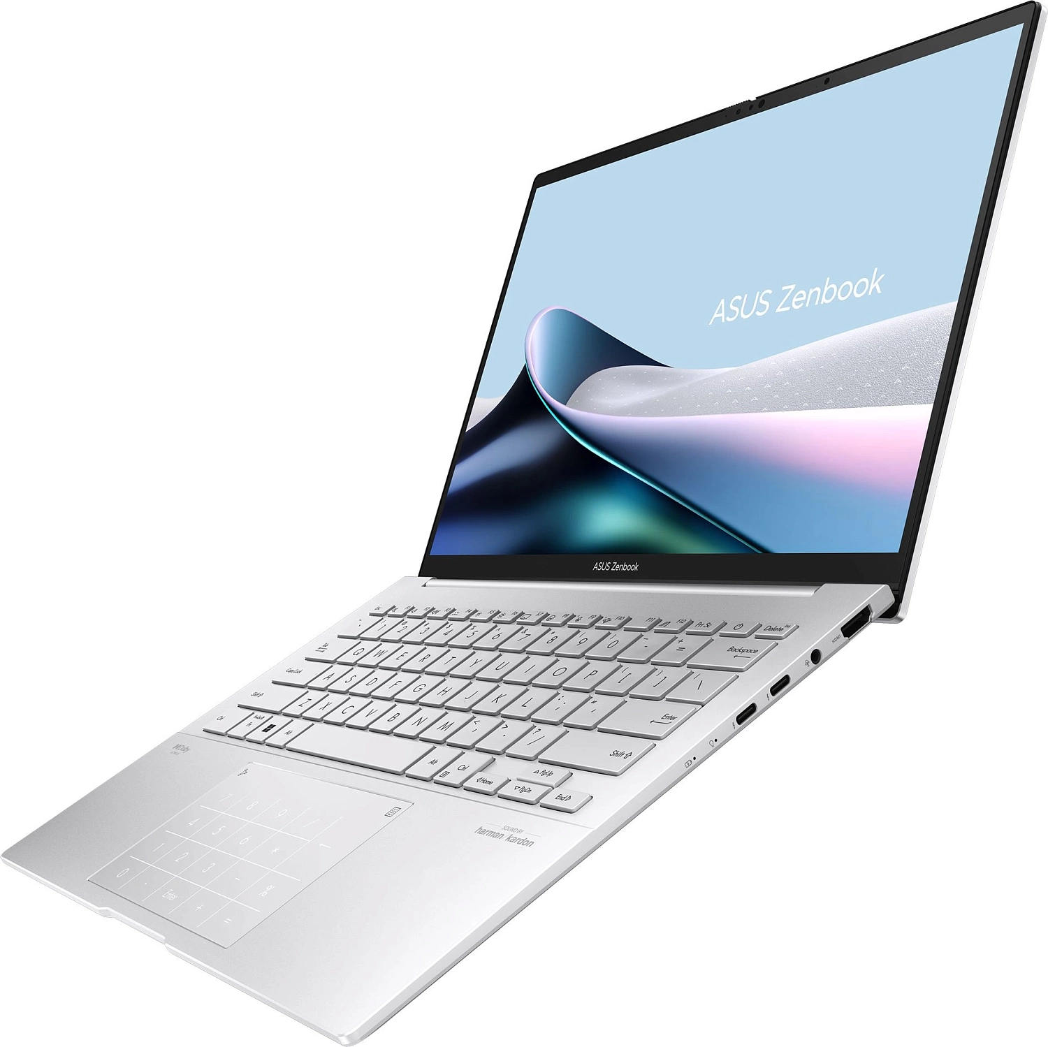 Ноутбук Asus Zenbook 14 OLED UX3405MA-QD1017 Core Ultra 9 185H 32Gb SSD512Gb Intel Arc 14" OLED FHD+ (1920x1200) noOS silver WiFi BT Cam Bag (90NB11R2-M01UC0)