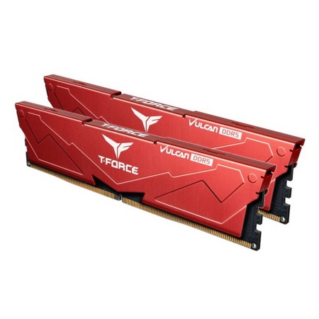 32GB Team Group DDR5 5200 DIMM T-FORCE VULCAN Red Gaming Memory FLRD532G5200HC40CDC01 Non-ECC FLRD532G5200HC40CDC01 16GBx2 CL40 1.25V RTL (659803)