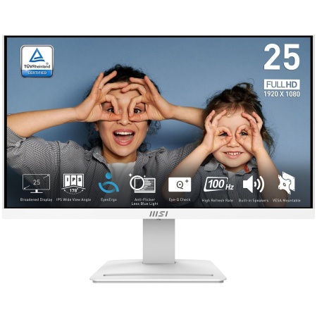 Монитор Bad Pack 24.5" MSI PRO MP253W White (IPS, 1920x1080, D-Sub+HDMI+DP, 4 ms, 178°/178°, 250 cd/m, 1000:1 (100M:1), 100Hz, MM)