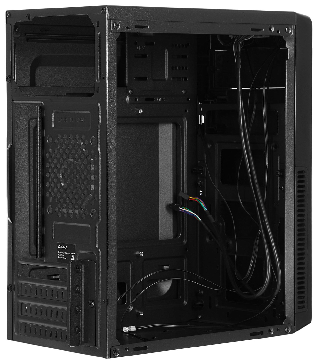 Корпус Digma DC-MATX104-U2 черный без БП mATX 1x80mm 2x120mm 2xUSB2.0 audio