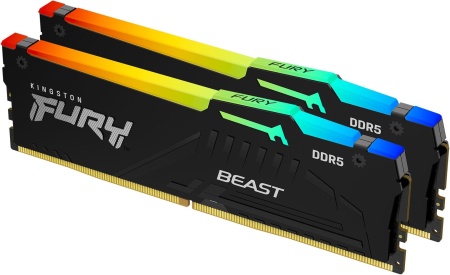 Память DDR5 2x16Gb 5200MHz Kingston KF552C40BBAK2-32 Fury Beast RGB RTL Gaming PC5-41600 CL40 DIMM 288-pin 1.25В single rank с радиатором Ret