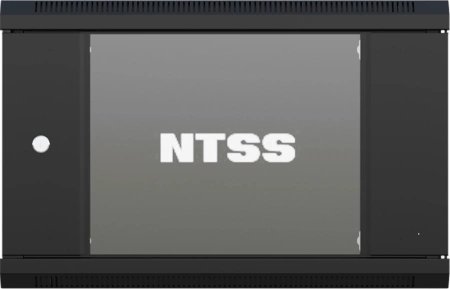 Шкаф коммутационный NTSS (NTSS-W6U6045GS-BL) настенный 6U 570x450мм пер.дв.стекл 60кг черный 18кг