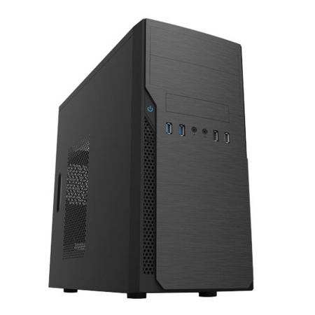 Case Foxline FL–628-FZ450R-U32 mATX case, black, w/PSU 450W 12cm, w/2xUSB2.0, w/2xUSB3.0 w/pwr cord, w/o FAN