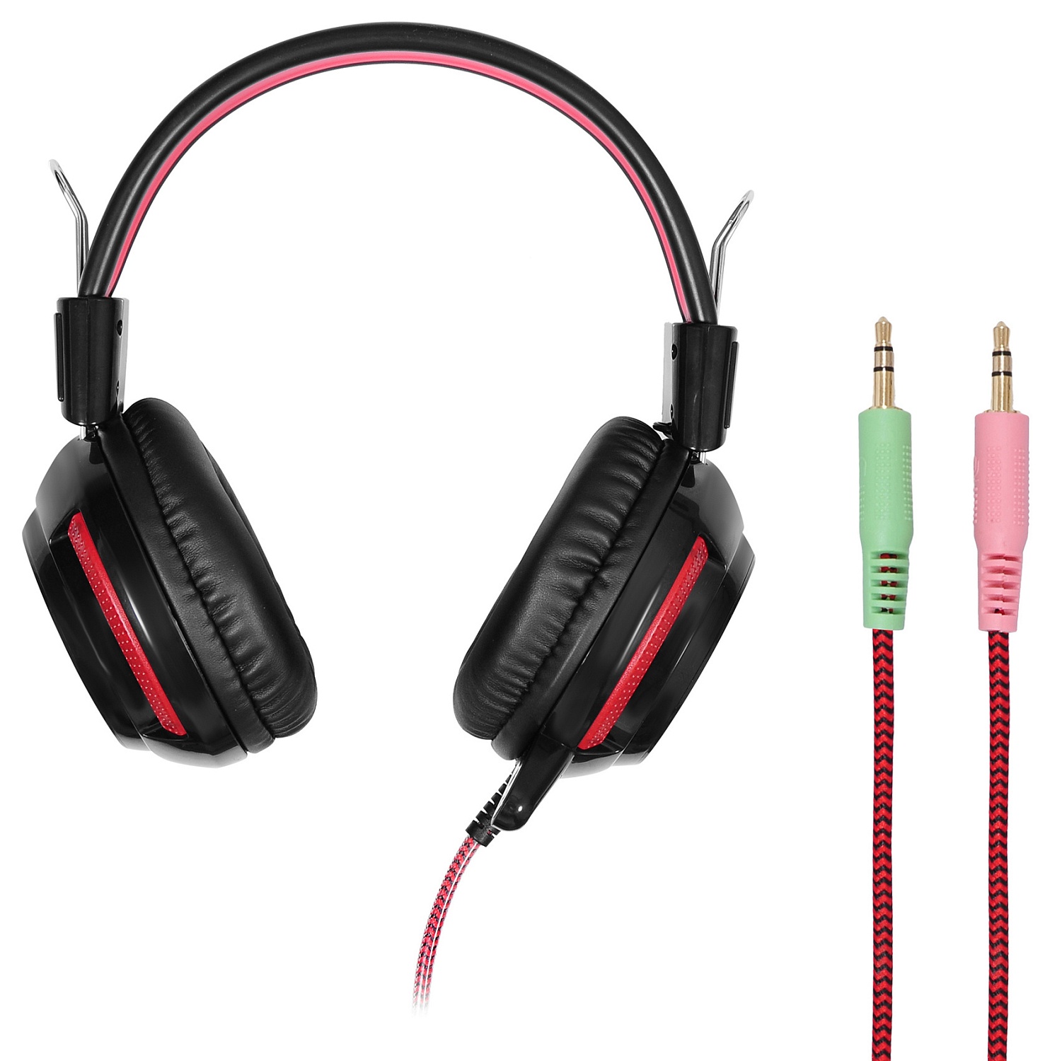 Наушники с микрофоном Оклик HS-G300 ARMAGEDDON черный/красный 2.3м мониторные оголовье (337457)