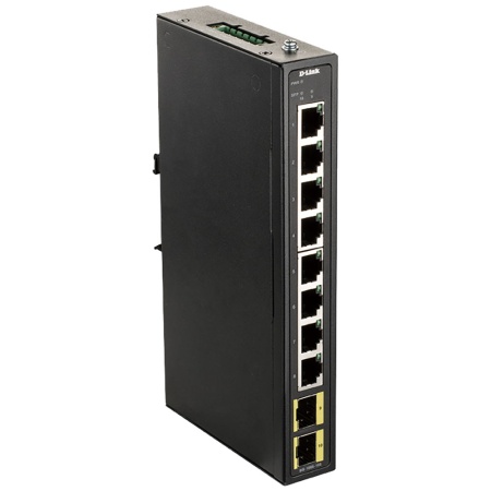 Коммутатор D-Link DIS-100G-10S/A2A, L2 Unmanaged Industrial Switch with 8 10/100/1000Base-T and 2 1000Base-X SFP ports 2K Mac address, Jumbo Frame 9K, 802.3x Flow Control, 802.3az Energy-Efficient Ethernet (EE