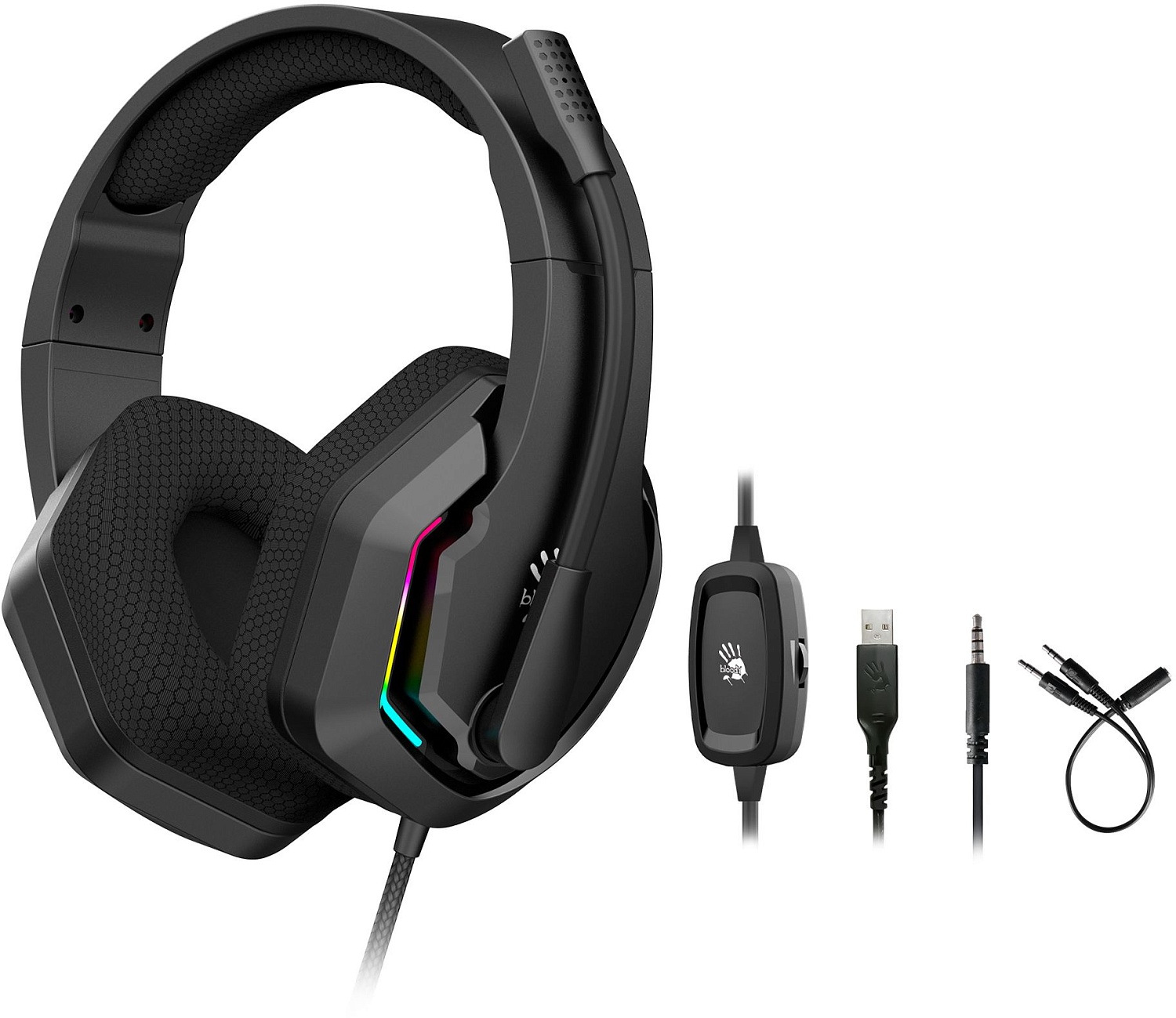 Наушники с микрофоном A4Tech Bloody G260p черный 2м мониторные USB оголовье (G260P)