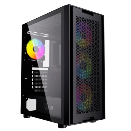 Корпус Powercase Alisio X4B, Tempered Glass, 4x 120mm 5-color fan, чёрный, ATX (CAXB-L4) (CAXB-L) (202933)