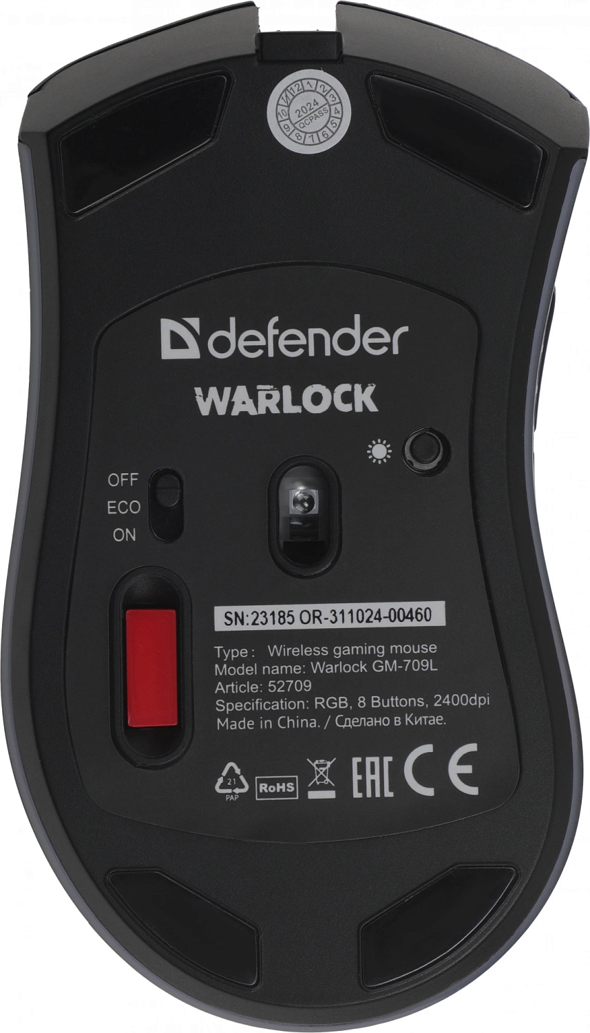 Мышь Defender Warlock GM-709L черный оптическая 2400dpi беспров. USB 7but (52709) Мышь Defender Warlock GM-709L черный оптическая 2400dpi беспров. USB 7but (52709)