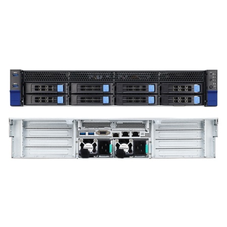 TYAN B8251T83E8HR-2T-N 2U 4-GPU HPC Server barebone, Dual-Socket AMD EPYC™ 7002/7003, 16 DIMM "slots, PCIe Gen 4.0 support, Support up to 4DW / 8 SW GPU cards, 8 3.5" SATA/NVMe U.2 tool-less drive bays, 2x 2200W"