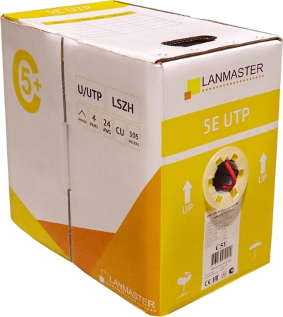 Кабель патч-кордовый utp, 4x2, кат 5e, 350mhz, lszh, оранжевый Кабель LANMASTER патч-кордовый UTP, 4x2, кат 5E, 350Mhz, LSZH, оранжевый, 305 м