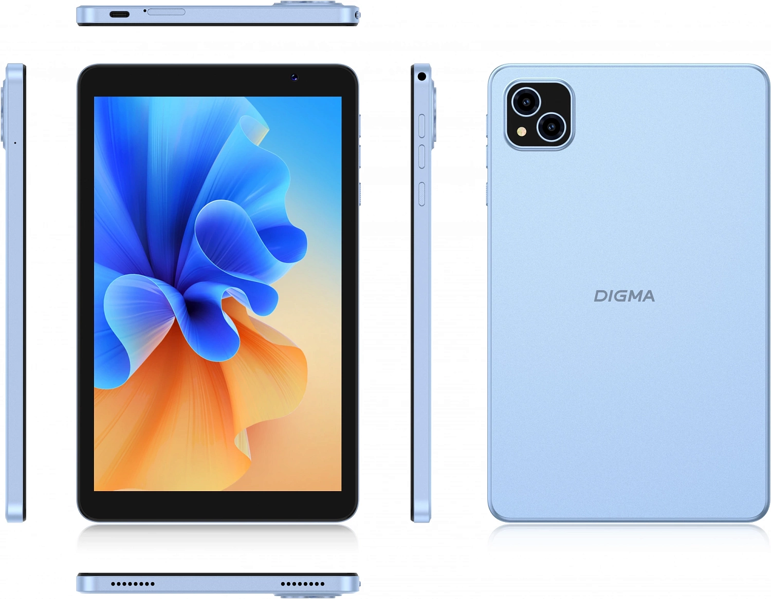 Планшет Digma Q8 SC9863A (1.6) 8C RAM3Gb ROM32Gb 8" IPS 800x1200 4G 2Sim Android 14 голубой 5Mpix 2Mpix BT WiFi microSD 128Gb 4500mAh