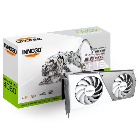 Видеокарта INNO3D RTX 4060 Twin X2 OC WHITE//RTX4060, HDMI, DP*3, 8G,D6