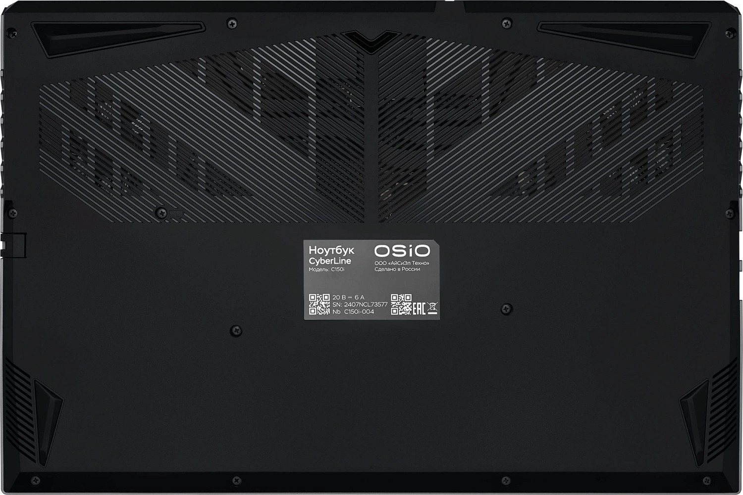 Ноутбук Osio CyberLine C150i-003 Core i5 12600H 16Gb SSD512Gb NVIDIA GeForce RTX4060 15.6" FHD (1920x1080) без ОС WiFi BT