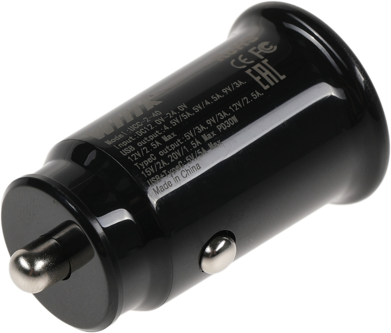 Автомобильное зар./устр. Wiiix UCC-4-2-04-96 2.4A (QC) USB-C/USB-A универсальное черный