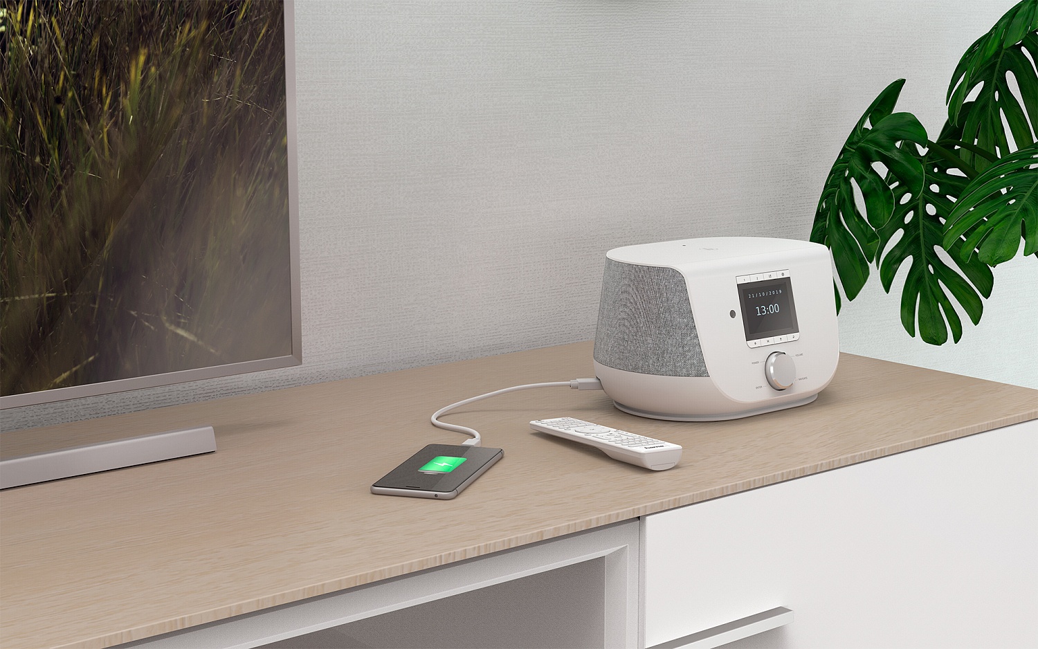 Радиоприемник настольный Hama DIR3300SBT белый USB