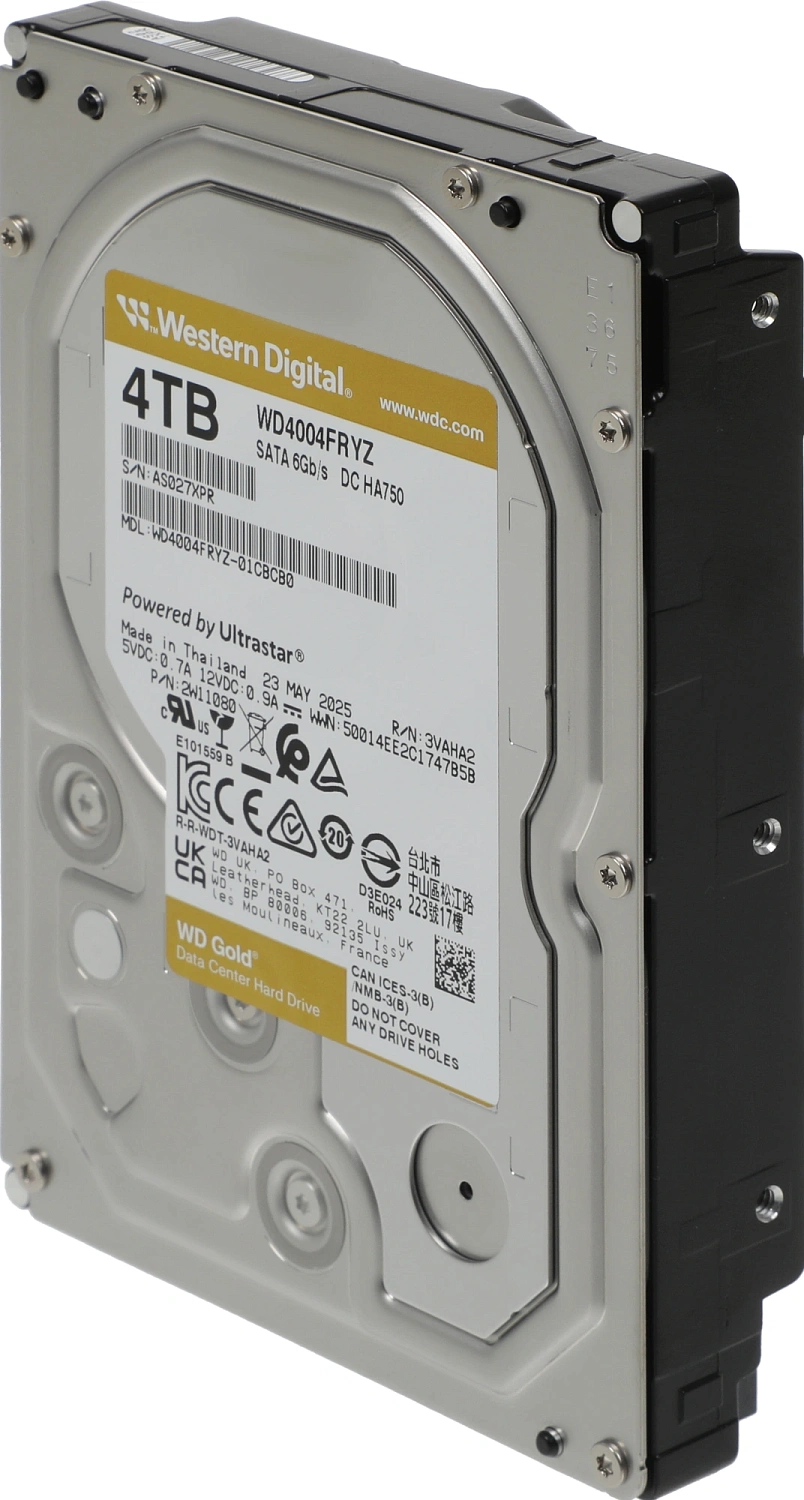 Жесткий диск Western Digital GOLD HDD 3,5" SATA 4Tb, 7200rpm, 256MB buffer, WD4004FRYZ, 1 year