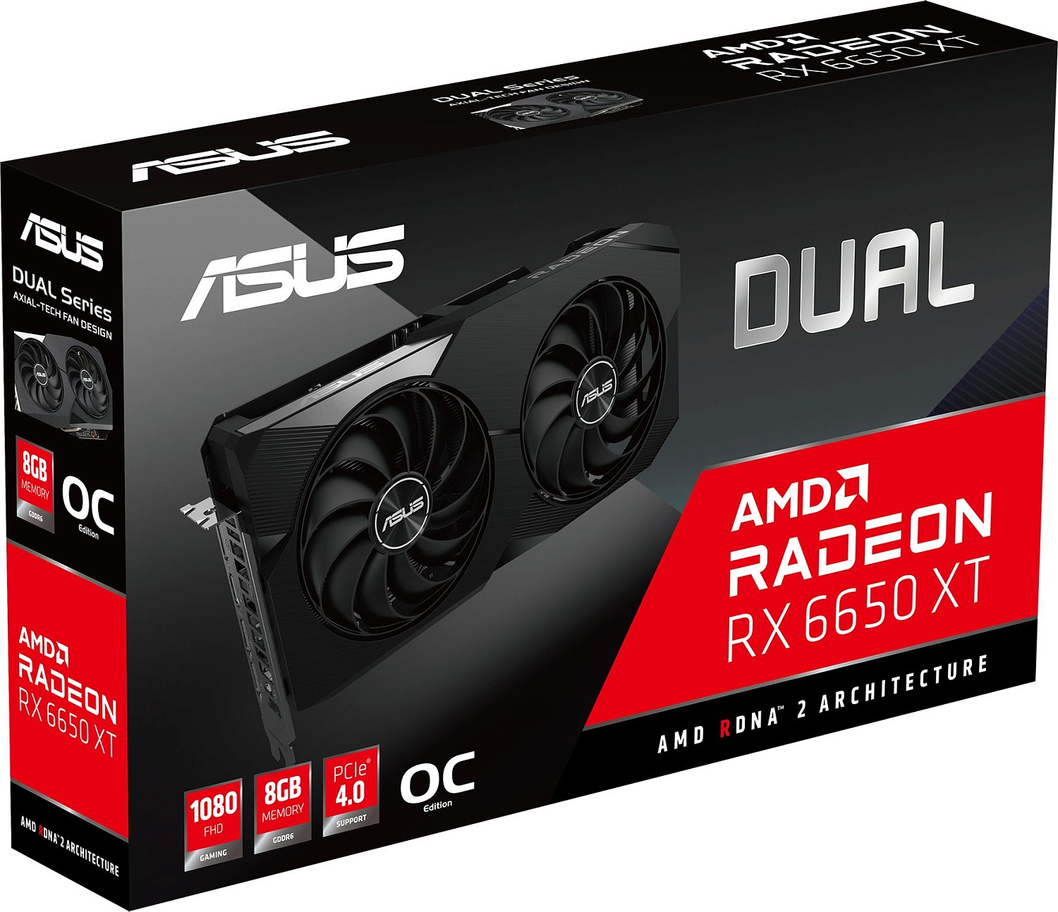Видеокарта Asus PCI-E 4.0 DUAL-RX6650XT-O8G AMD Radeon RX 6650XT 8192Mb 128 GDDR6 2447/17500 HDMIx1 DPx3 HDCP Ret