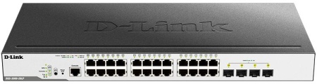 Коммутатор D-Link DGS-3000-28LP/B1A 24G 4SFP 24PoE 193W управляемый