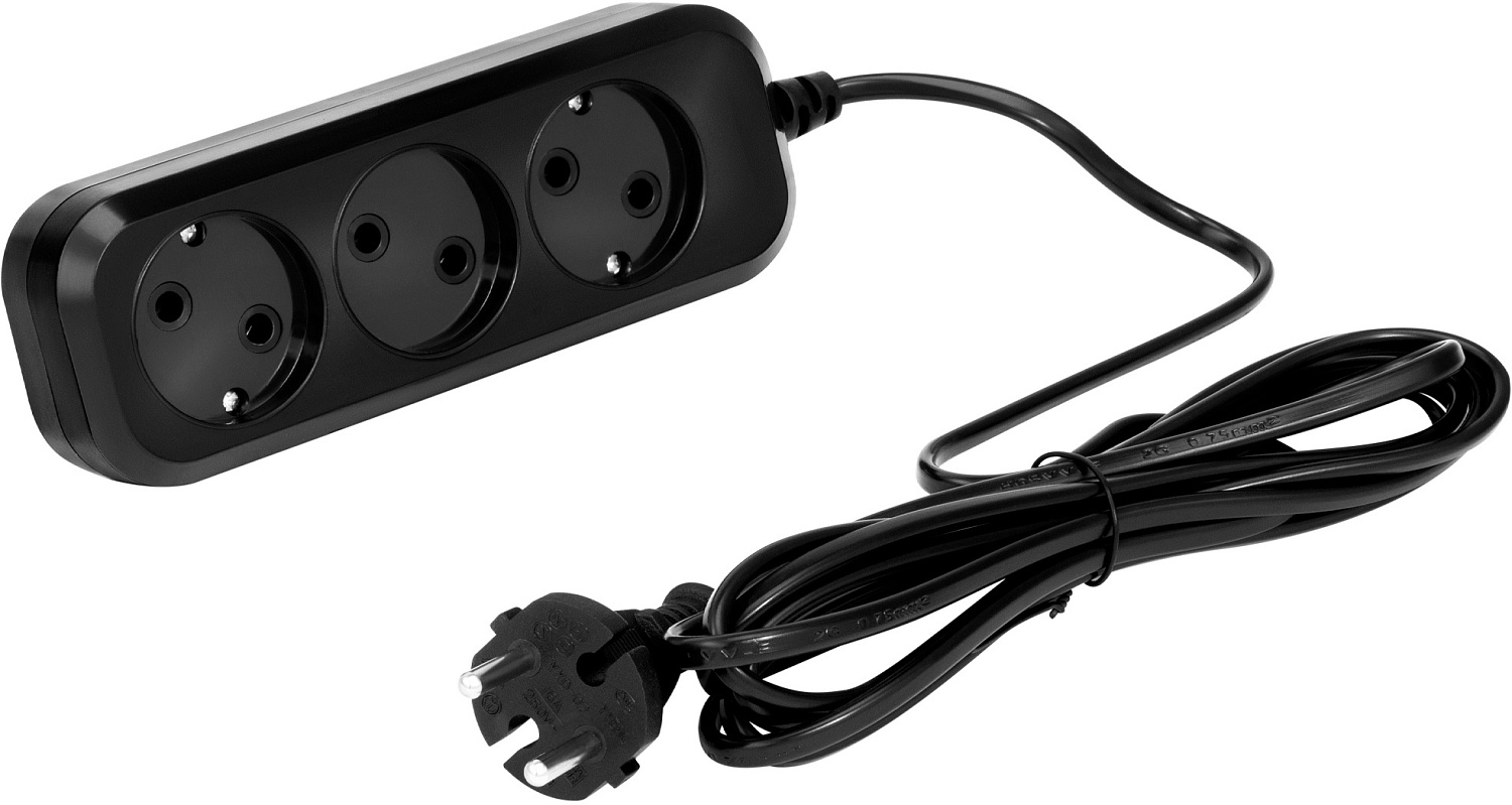 Сетевой удлинитель SunWind SW-PE33-B 3м (3 розетки) черный (коробка)