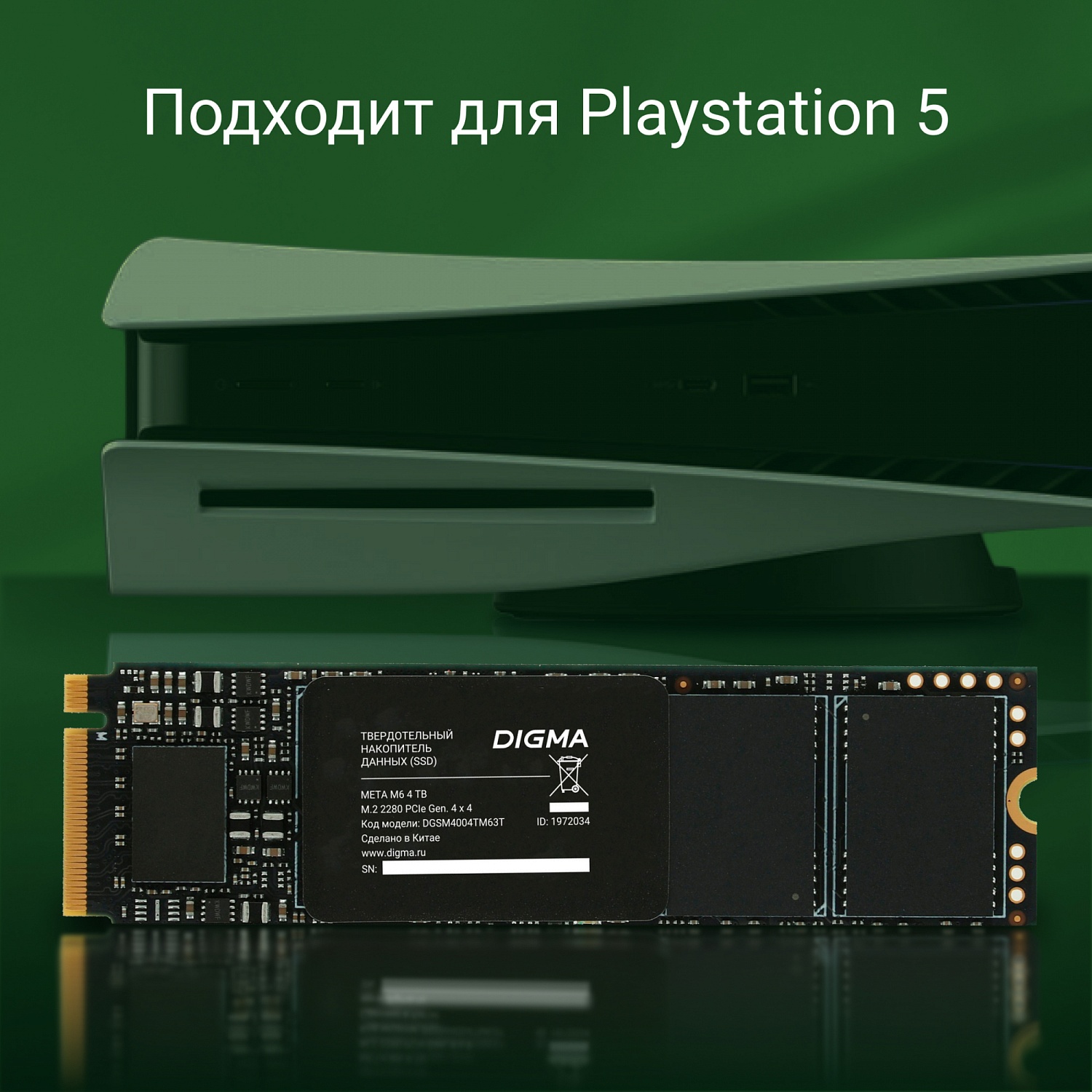 Накопитель SSD Digma PCIe 4.0 x4 4TB DGSM4004TM63T Meta M6 M.2 2280