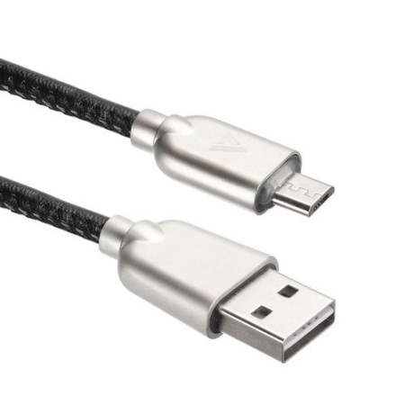 USB кабель ACD-Allure MicroUSB ~ USB-A Кожа, 1м, черный (ACD-U926-M1B)