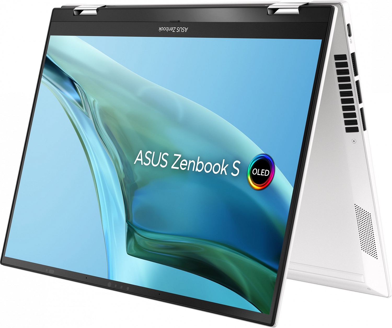 Ноутбук Asus ZenBook Flip S 13 OLED UP5302ZA-LX426W Core i5 1240P 16Gb SSD512Gb Intel Iris Xe graphics 13.3" OLED Touch 2.8K (2880x1800) Windows 11 Home white WiFi BT Cam Bag (90NB0VV2-M00L80)