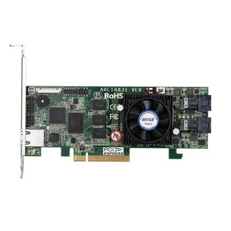 ARC-1883i PCIe 3.0 x8 Low Profile, SAS/SATA 12G, RAID 0,1,5,6,10,50,60, 8port (2*int SFF8643), Cache 2GB (аналог LSI00462 9361- 8I(2G)), RTL {10} (411314)