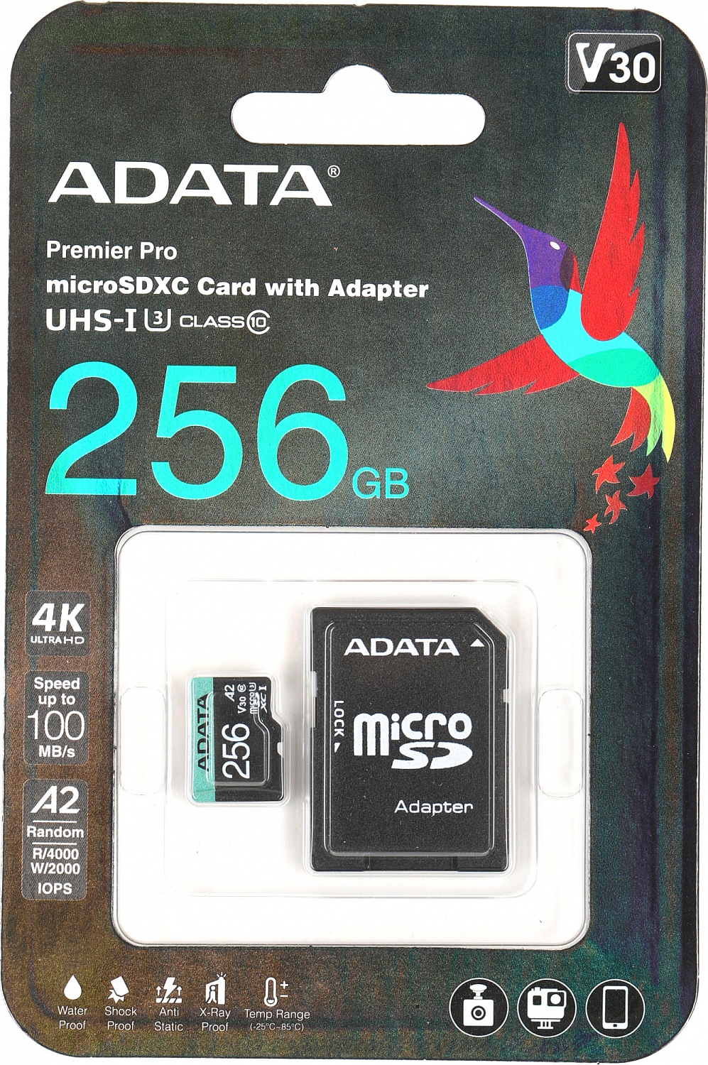Флеш карта microSDXC A-Data 256GB AUSDX256GUI3V30SA2-RA1 Premier Pro + adapter