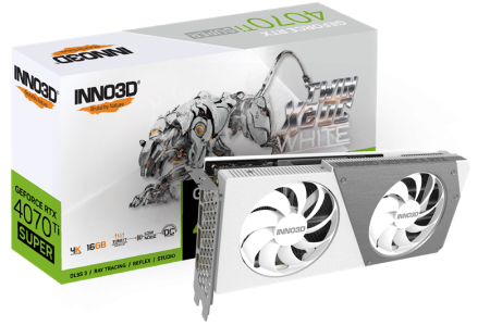 Видеокарта INNO3D RTX 4070 Ti Super Twin X2 OC WHITE//RTX4070Ti Super, HDMI, DP*3, 12G,D6X