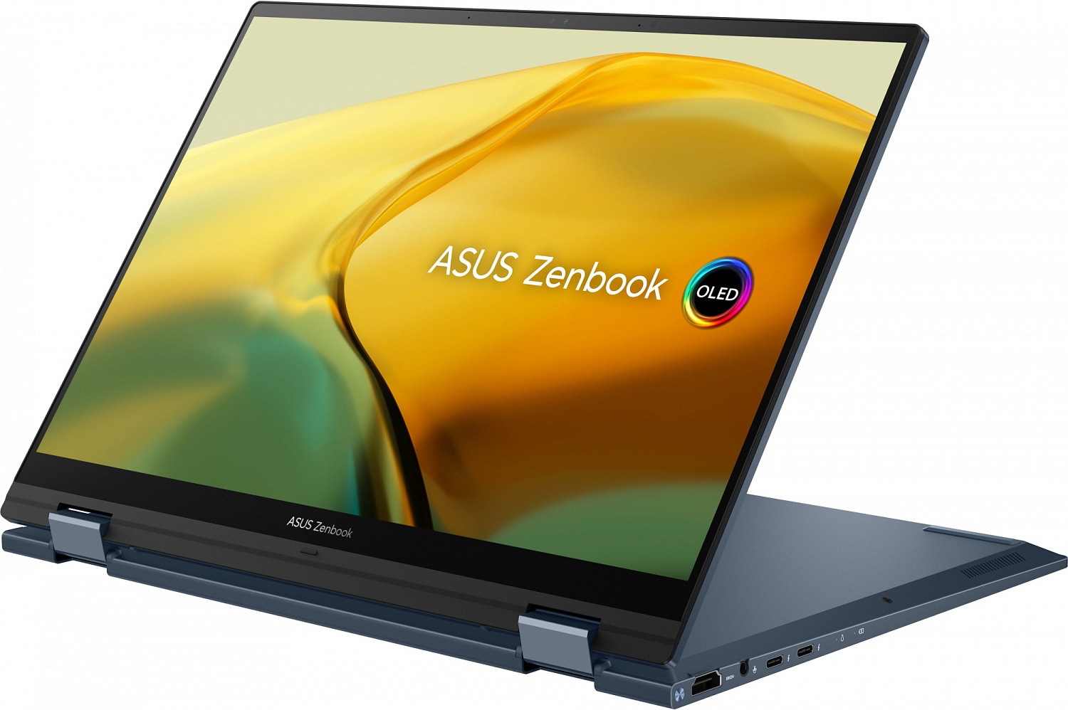 Ноутбук Asus Zenbook 14 Flip OLED UP3404VA-KN184W Core i7 1360P 16Gb SSD1Tb Intel Iris Xe graphics 14" OLED Touch 2.8K (2880x1800) Windows 11 Home blue WiFi BT Cam Bag (90NB10E2-M008S0)