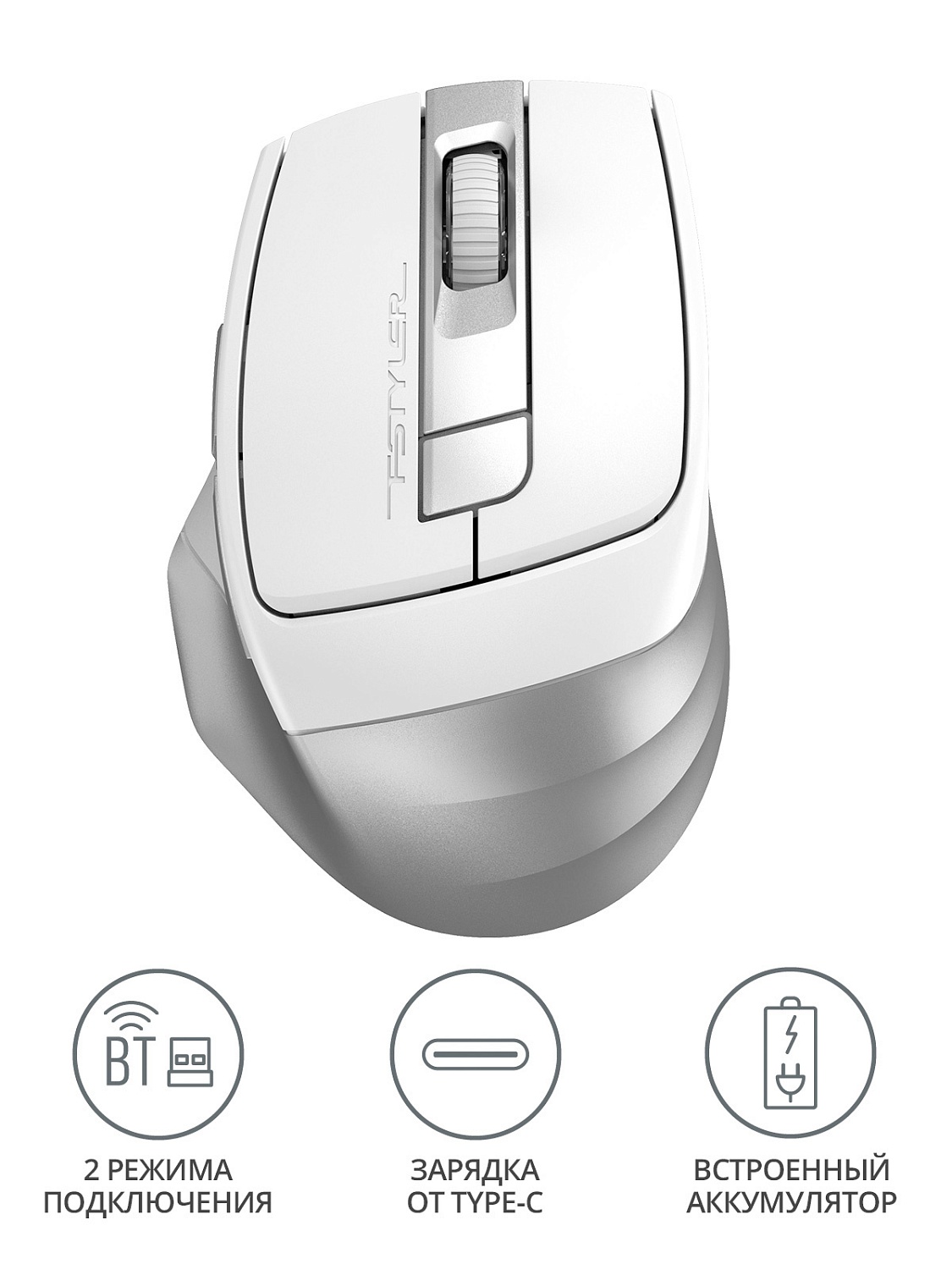 Мышь A4Tech Fstyler FB35C белый оптическая (2400dpi) беспроводная BT/Radio USB (6but) Мышь A4Tech Fstyler FB35C белый оптическая (2400dpi) беспроводная BT/Radio USB (6but)