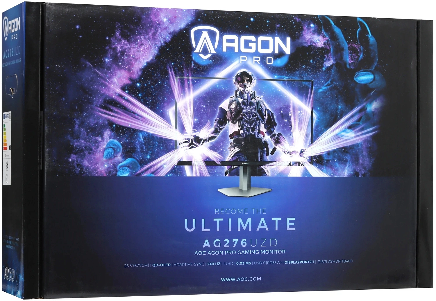 Монитор AOC 27" Agon Pro AG276UZD черный QD OLED LED 0.03ms 16:9 HDMI M/M матовая HAS Piv 1500:1 1000cd 178гр/178гр 3840x2160 240Hz DP 4K USB 5.35кг