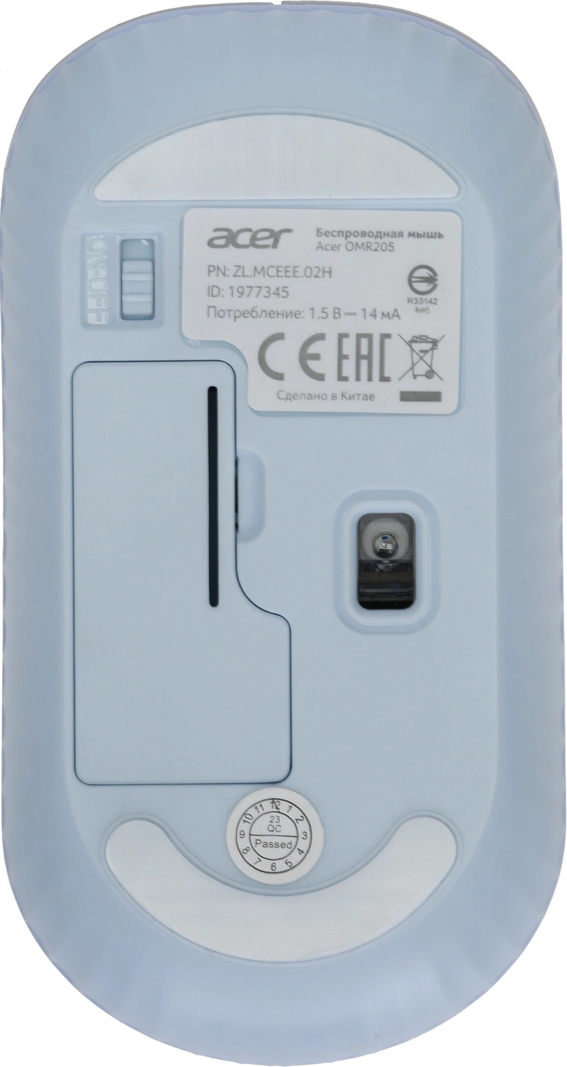 Мышь Acer OMR205 белый/голубой оптическая (1200dpi) беспроводная USB для ноутбука (2but) Мышь Acer OMR205 белый/голубой оптическая (1200dpi) беспроводная USB для ноутбука (2but)