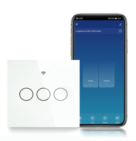 Выключатель сенсорный (трехклавишный) Moes ZigBee Smart Switch белый модели ZTS-EU