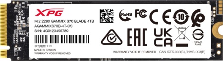 Накопитель SSD A-Data PCIe 4.0 x4 4TB AGAMMIXS70B-4T-CS XPG Gammix S70 Blade M.2 2280