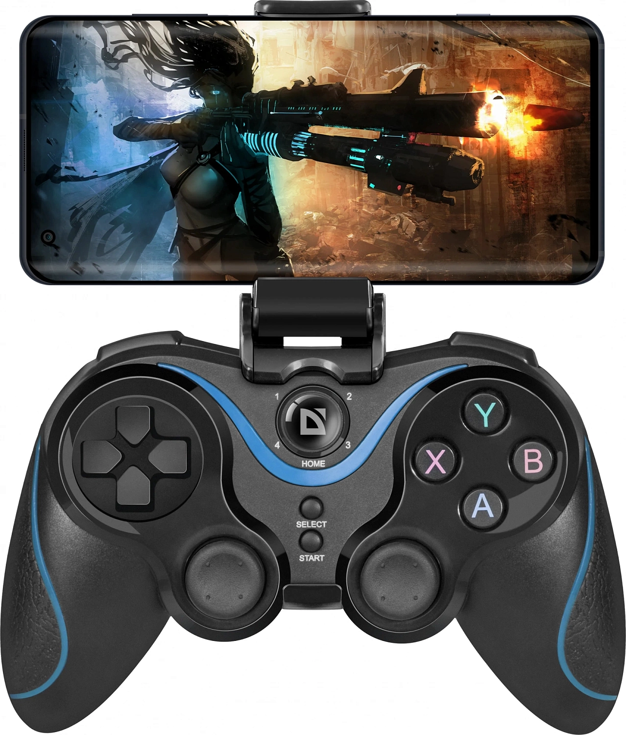 Геймпад Defender Blaster черный Bluetooth Беспроводной виброотдача (в компл.:держатель для смартфона/кабель USB) (64283)