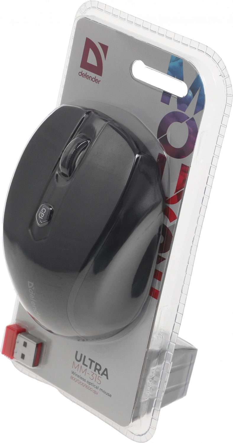 Мышь Defender Ultra MM-315 черный оптическая 1600dpi беспров. USB 5but (52315) Мышь Defender Ultra MM-315 черный оптическая 1600dpi беспров. USB 5but (52315)