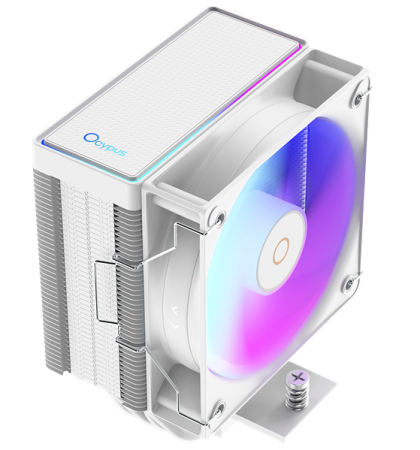Кулер для процессора Ocypus Gamma A40 WH ARGB Digital, 100mm ARGB FAN, Top Display Panel, 4 HEAT PIPES, 4-PIN PWM, 600-2400 RPM, 29.5DBA, HYDRO BEARING, LGA115X/1200/1700/18XX, AM4/AM5