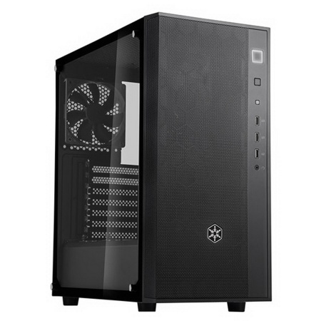 SST-FAR1B-G FARA R1 Tower ATX Computer Case, mesh front panel, tempered glas side panel, black