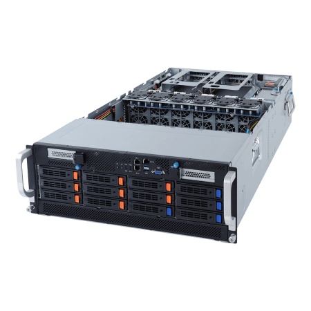 G492-Z51 (rev.100) 4U, 2x SP3 (AMD Epyc 7002), 10x Gen4 GPU Server (Broadcom switch), 32x DIMMs, 8x "3.5" SATA/SAS/Gen3 NVMe, 4x 3.5" SATA/SAS/3x PCE x16 Gen4 (LP), 1x OCP 3.0, 2x 10Gb/s BASE-T LAN ports (Intel® X550-AT2), 3x 2200W"