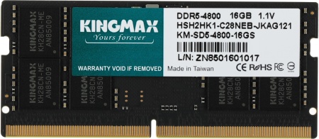 Память DDR5 16GB 4800MHz Kingmax KM-SD5-4800-16GS RTL PC5-38400 CL40 SO-DIMM 262-pin 1.1В single rank Ret