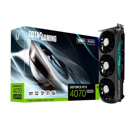 Видеокарта RTX4070 SUPER TRINITY BLACK ED 12GB GDDR6X 192bit 3xDP HDMI 3FAN Premium Pack