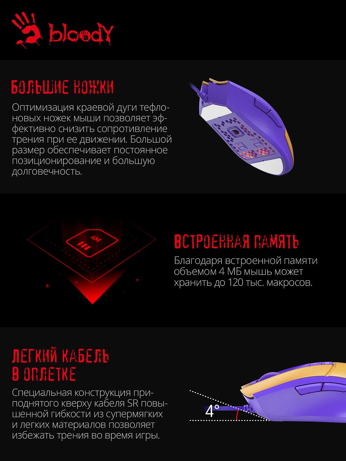 Мышь A4Tech Bloody L65 Max желтый/фиолетовый оптическая (12000dpi) USB (6but) Мышь A4Tech Bloody L65 Max желтый/фиолетовый оптическая (12000dpi) USB (6but)