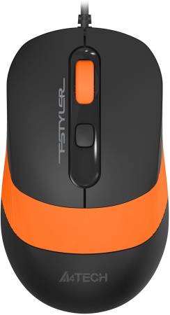 Мышь A4Tech Fstyler FM10S черный/оранжевый оптическая (1600dpi) silent USB (3but)