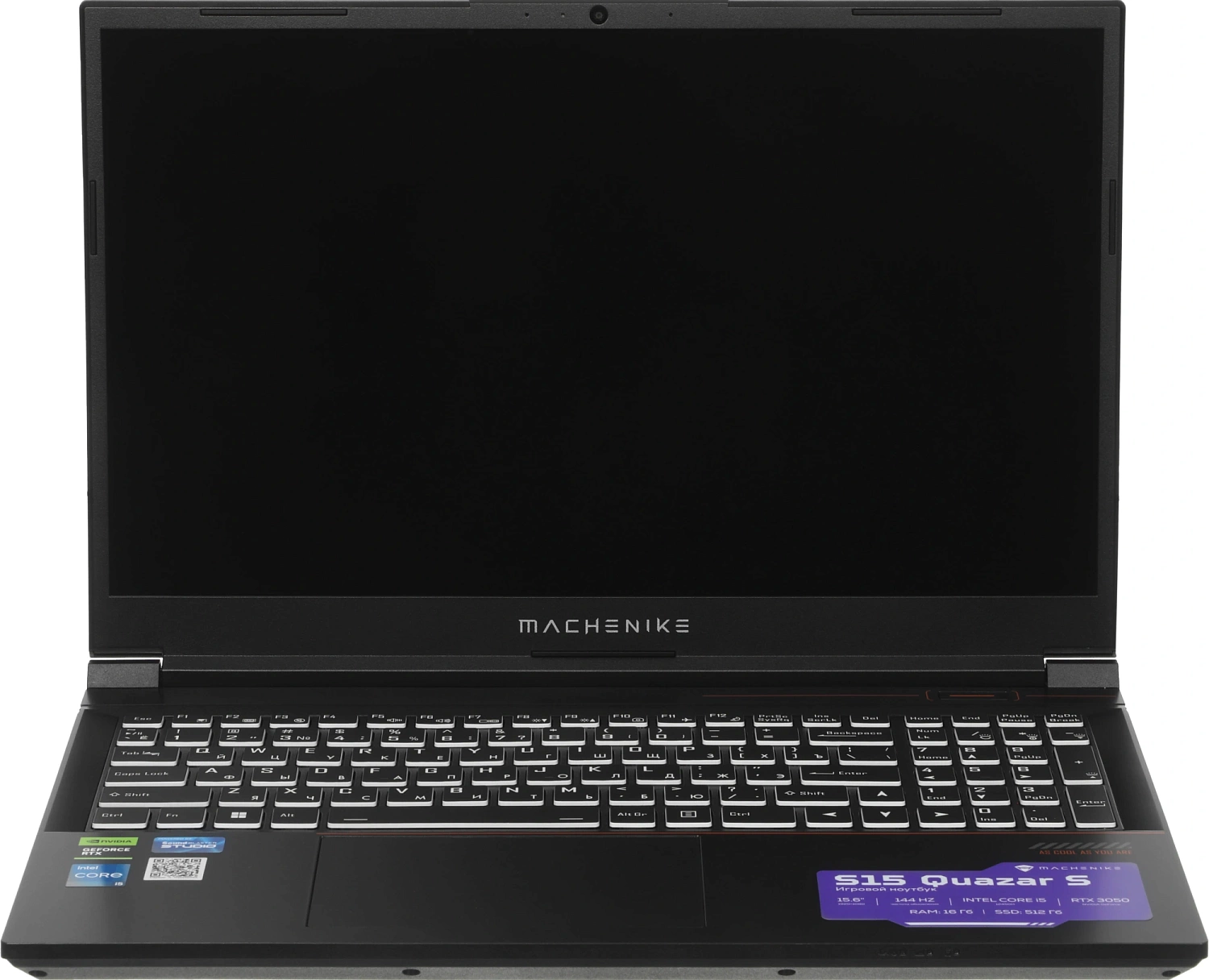 Ноутбук Machenike S15 Quazar S Core i5 12450H 16Gb SSD512Gb NVIDIA GeForce RTX 3050 4Gb 15.6" IPS FHD (1920x1080) без ОС black WiFi BT Cam 2668mAh (JJ00GB00JRU)