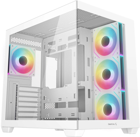 корпус Deepcool CG530 4F WH без БП, боковое окно (панорама), 3x120мм ARGB Reverce вентилятора на боковой стенке, 1x120мм ARGB вентилятор сзади, белый, ATX