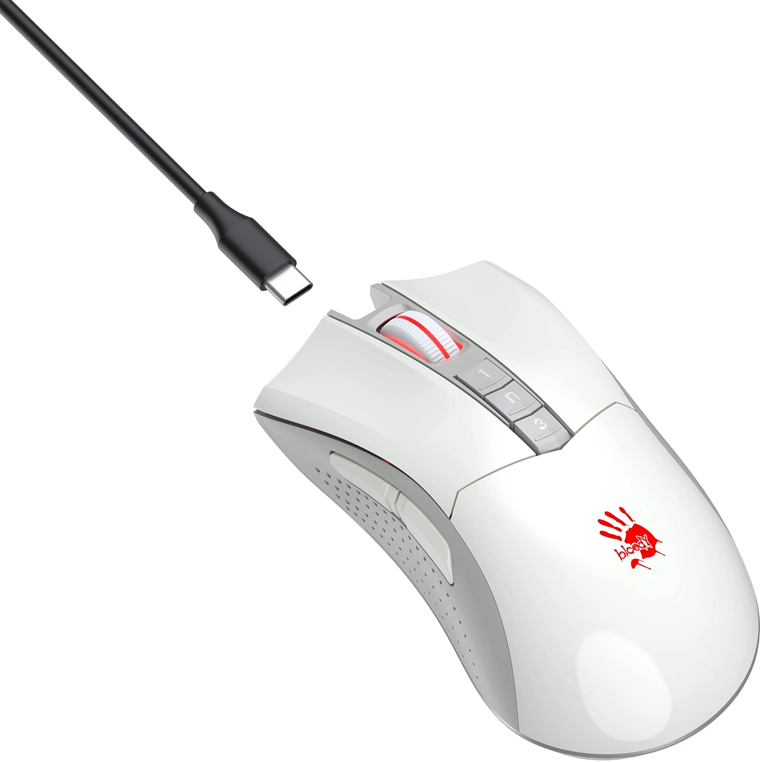 Мышь A4Tech Bloody R90 Plus белый оптическая (5000dpi) беспроводная USB (8but) Мышь A4Tech Bloody R90 Plus белый оптическая (5000dpi) беспроводная USB (8but)