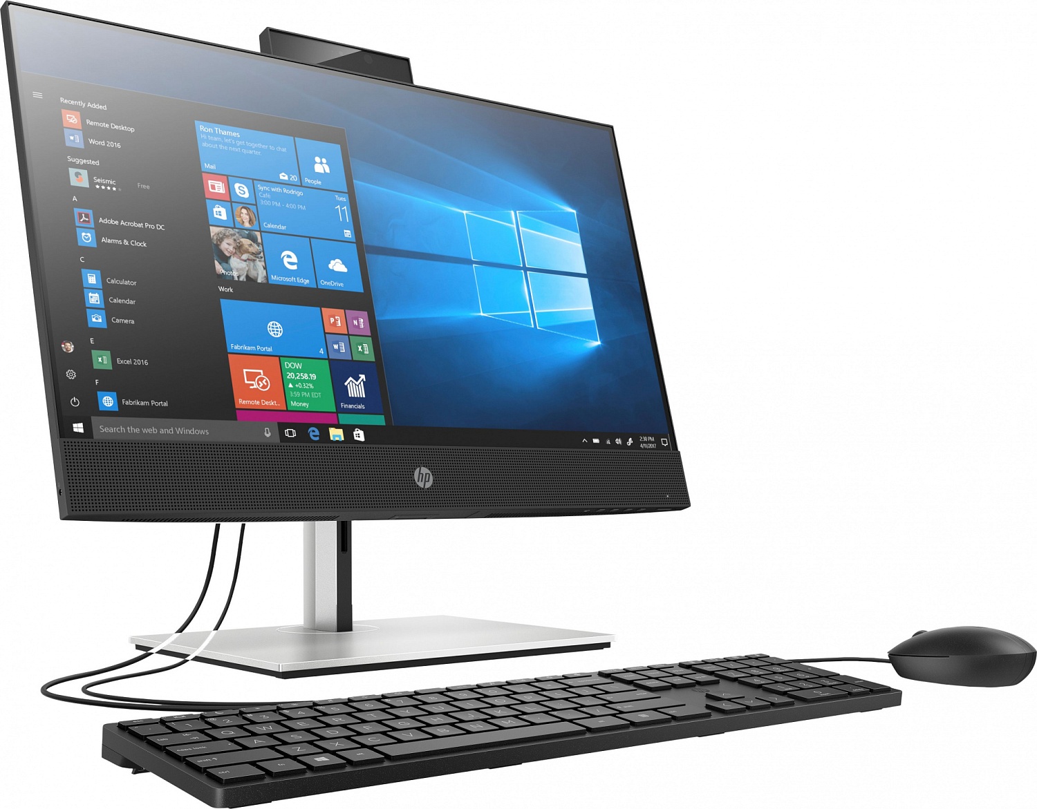 Моноблок HP ProOne 440 G6 23.8" Full HD i3 10100T (3) 8Gb 1Tb 7.2k UHDG 630 DVDRW Free DOS GbitEth WiFi BT 90W клавиатура мышь Cam черный 1920x1080