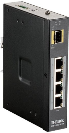 Коммутатор D-Link DIS-100G-5PSW/A1A, L2 Unmanaged Industrial Switch with 4 10/100/1000Base-T ports and 1 1000Base-X SFP ports (4 PoE ports 802.3af/802.3at (30 W), PoE Budget 120 W)2K Mac address, Jumbo Frame 9K